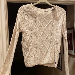 NEW WITH TAGS, Beige knitted sweater, lace detail, size S